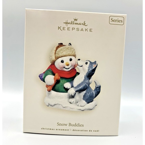 2007 Snow Buddies Snowman with Husky Hallmark Keepsake Ornament 10th in Series - Picture 4 of 5